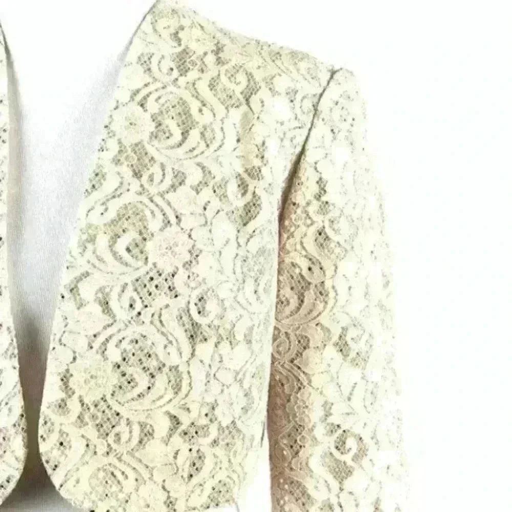 Women’s shrug jacket cream lace sequins evening - Picture 10 of 11